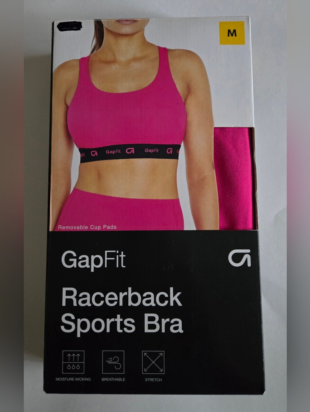 NEW GapFit Racerback Sports Bra Size M Hot Pink Stretchy Activewear
